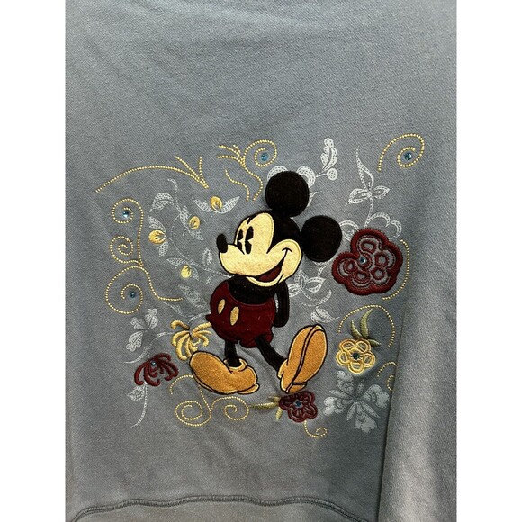 Disney Parks Full Zip Sweatshirt Hoodie Light Blue Mickey Mouse Womens Medium - Picture 5 of 8
